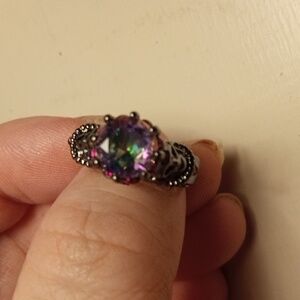 Blue And Pink Aura Ring Size 7